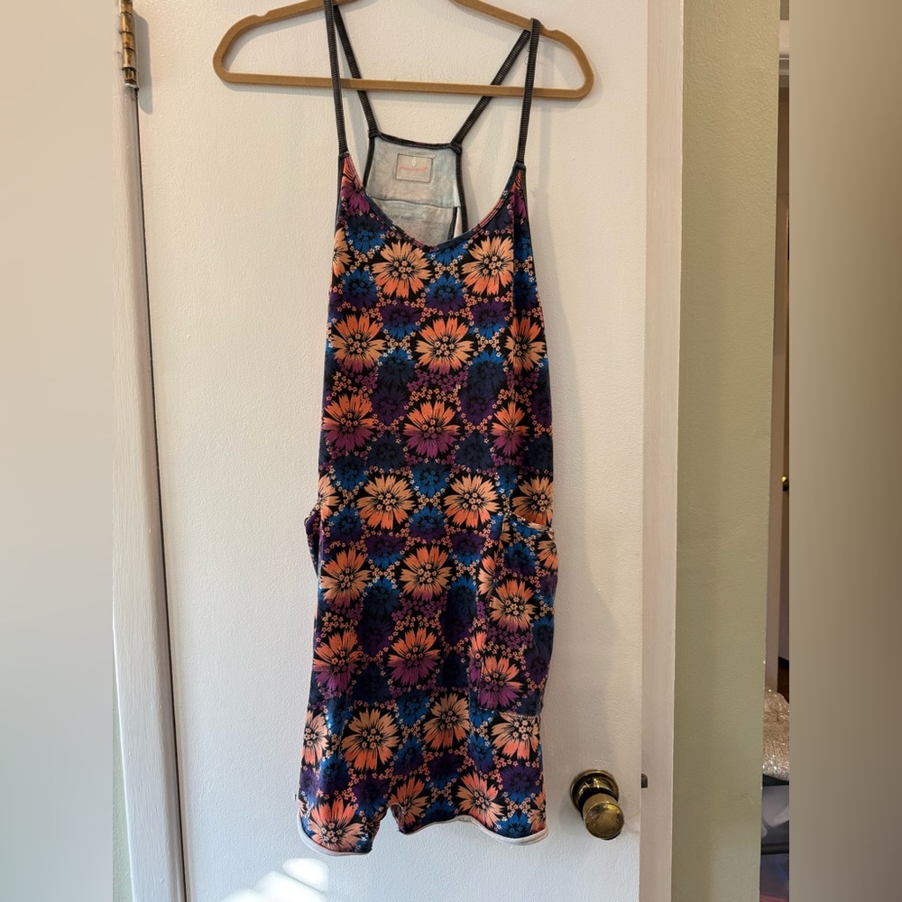 FP Movement by Free People hot shot romper Floral Mini  - Pink and Blue